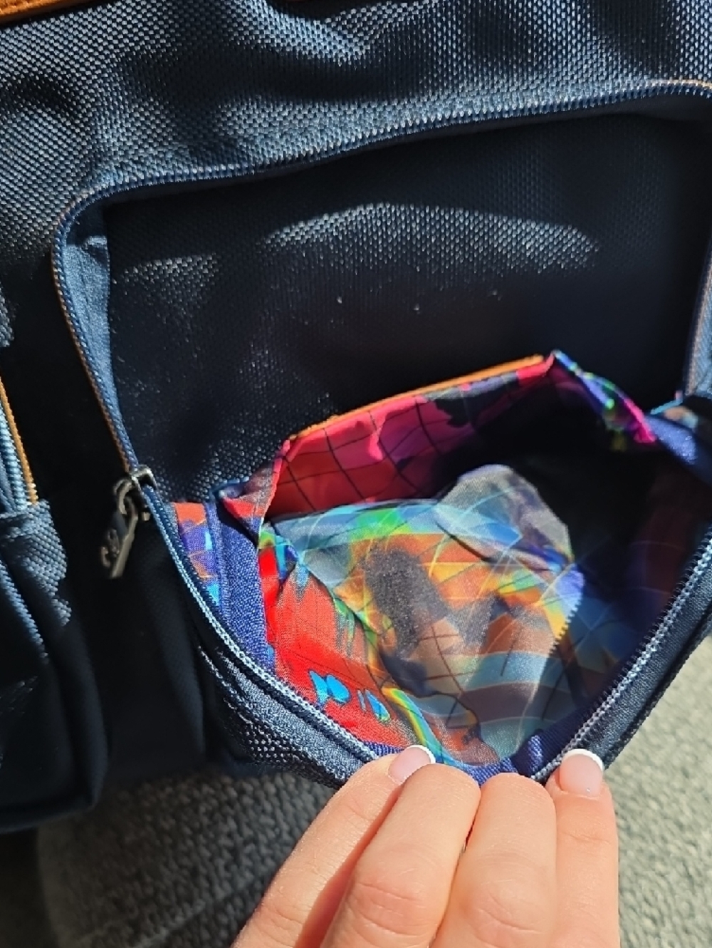 Robert Graham Navy and Brown Duffel Bag with Front Pockets - Picture 4 of 5